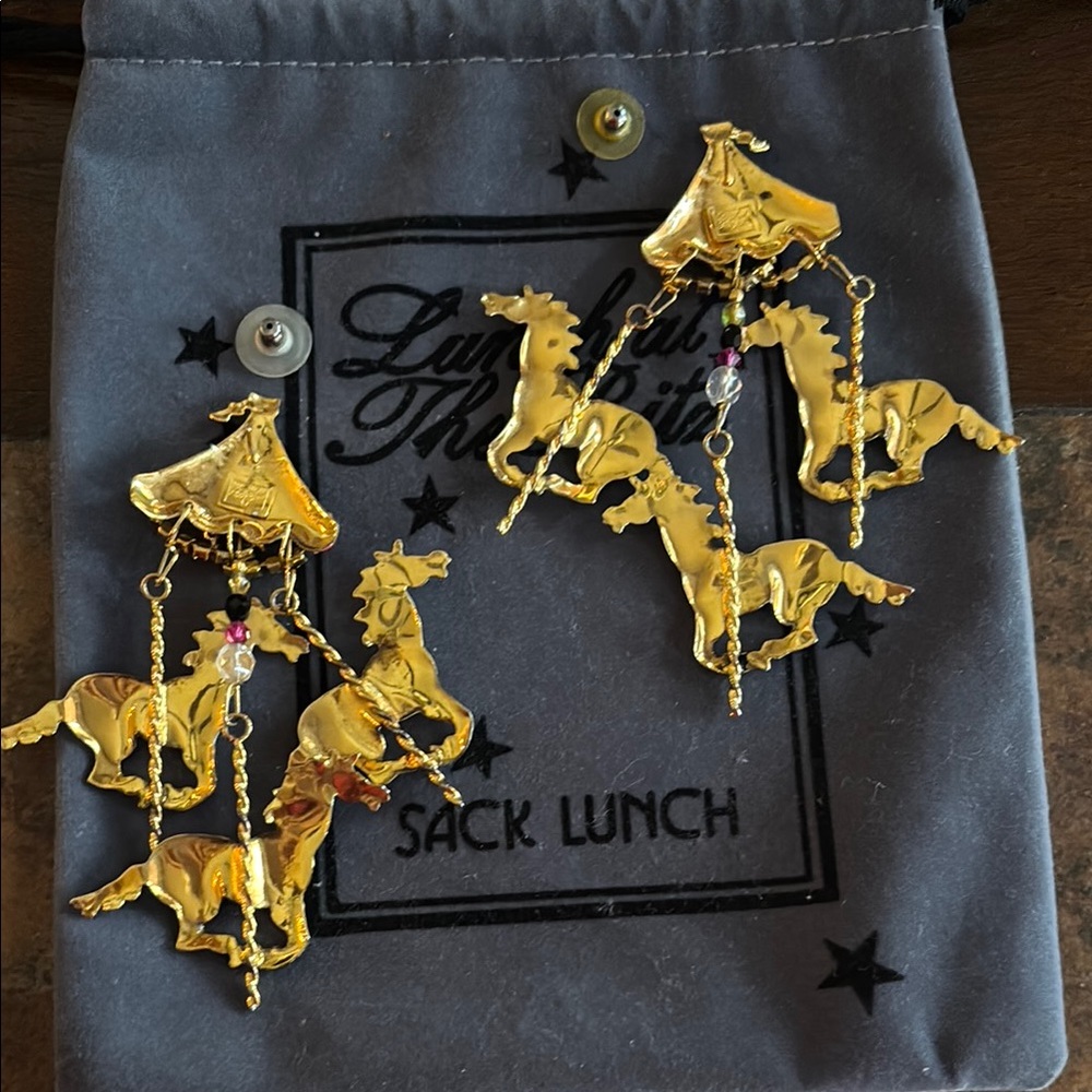 Lunch At The Ritz CAROUSEL HORSES post Earrings - Picture 9 of 12